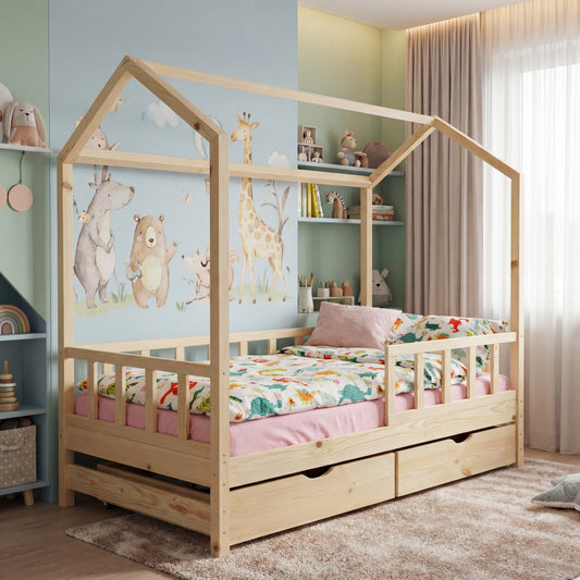 Pat pentru copii tip căsuță LS01