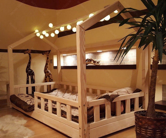 Pat pentru copii tip căsuță LS01